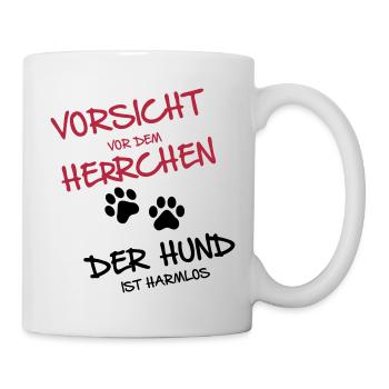 Vorsicht Herrchen - Tasse - Weiß - Rechts