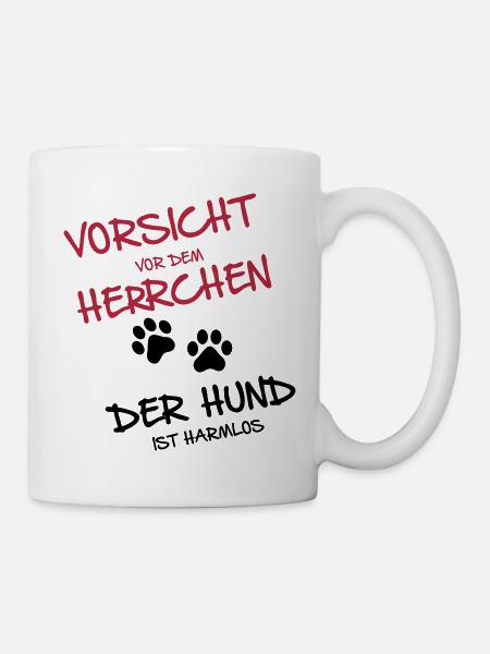 Vorsicht Herrchen - Tasse - Weiß