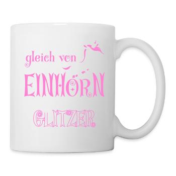 Einhorn Glitzer - Tasse - Weiß - Rechts