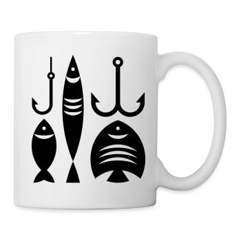 Fische, Anker und Haken - Tasse - Weiß - Rechts