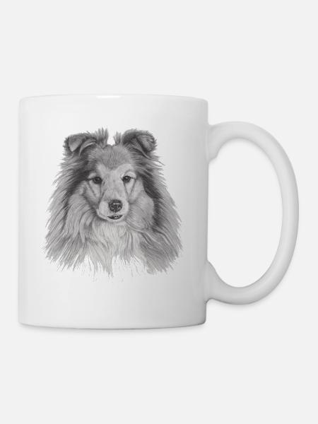 shetland sheepdog sheltie - Mug - white