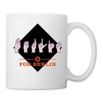 B for Berlin - Gebärde - Farbkombi frei wählbar! - Tasse - Weiß - Rechts