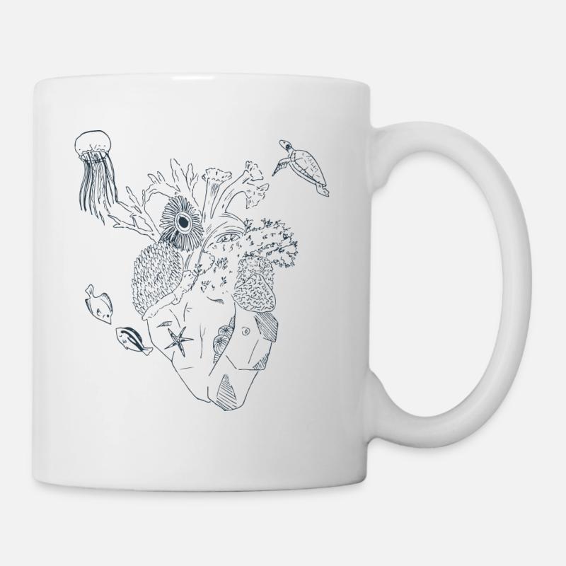 Herz der See (Lineart) - Tasse - Weiß