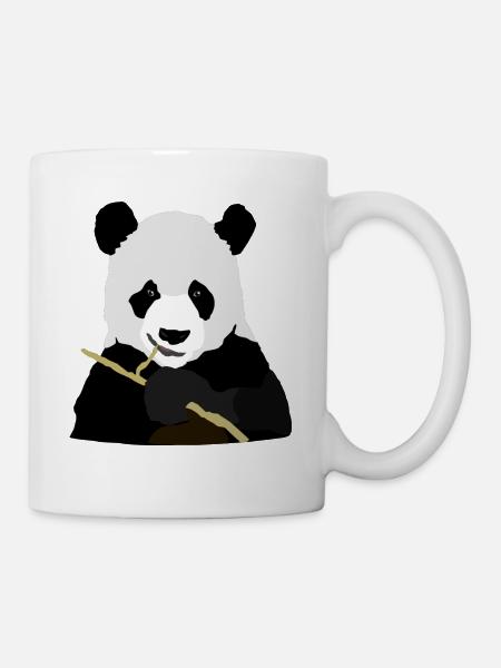 Panda isst Stock - Tasse - Weiß