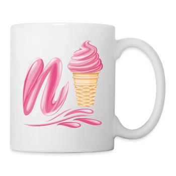 crème glacée molle de la fraise avec Emoji lettre Ne Ice N - Mug blanc - blanc - Droite