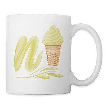 N'ice Softeis-Emoji mit Buchstaben N Vanille - Tasse - Weiß - Rechts
