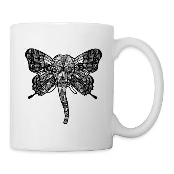 Elephant with butterfly ears - Mug - white - Right