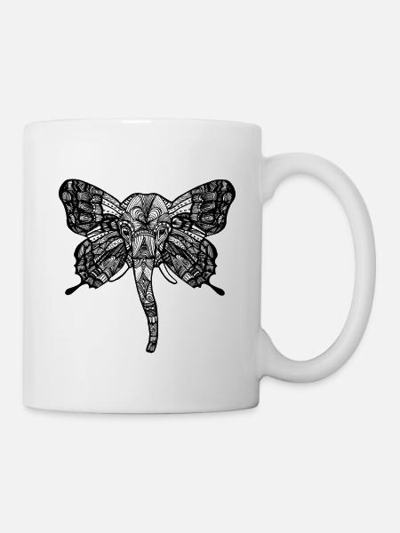 Elephant with butterfly ears - Mug - white