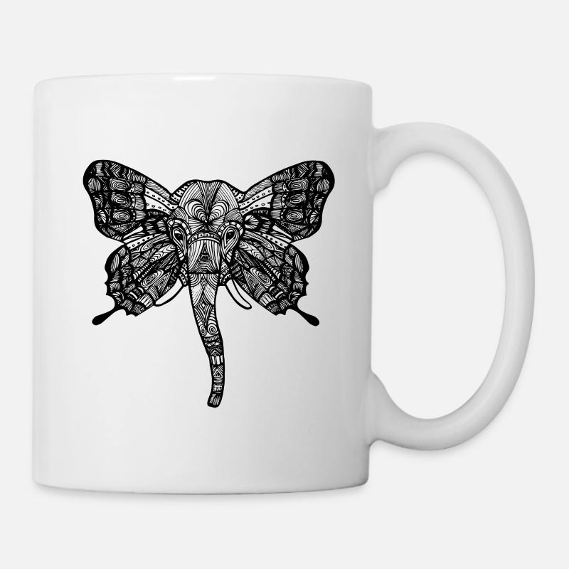Elephant with butterfly ears - Mug - white