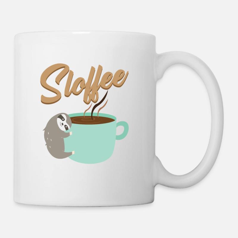 Sloffee Kaffee Faultier schlafen faul müde Koffein - Tasse - Weiß