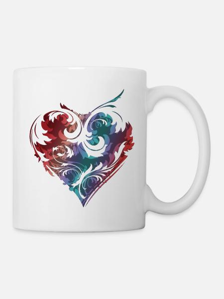 ornement de coeur d'art / coeur arty - Mug blanc - blanc