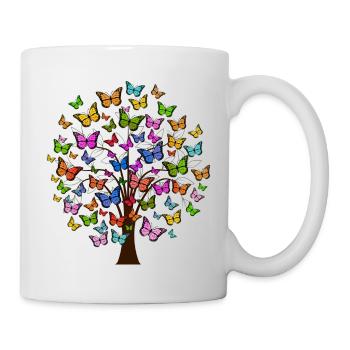 baum tree baumstamm wald forest woods77 - Tasse - Weiß - Rechts
