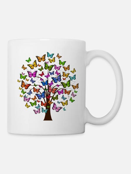 baum tree baumstamm wald forest woods77 - Tasse - Weiß