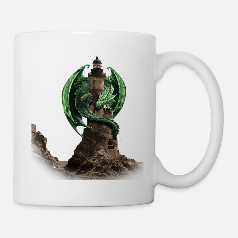 dragon lighthouse by CustomStyle - Mug - white