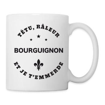 Bourguignon, têtu, râleur - Mug blanc - blanc - Droite