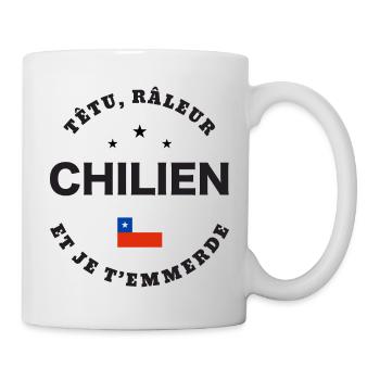 Chilien, têtu, râleur - Mug blanc - blanc - Droite