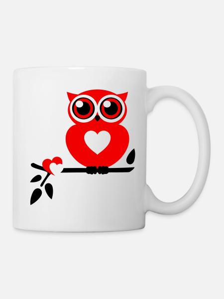 Eule Love - Tasse - Weiß