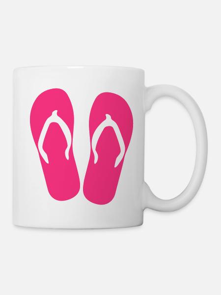 Flip Flop : Summer : Love : Flower : Meer : Strand - Mug - white
