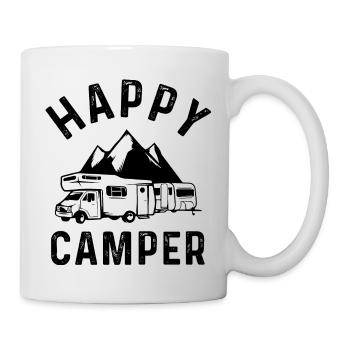 Happy Camper - Camping Shirt Gift Vintage - Mug - white - Right