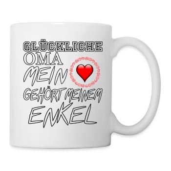 Glückliche Oma - mein Herz gehört meinem Enkel - Tasse - Weiß - Rechts