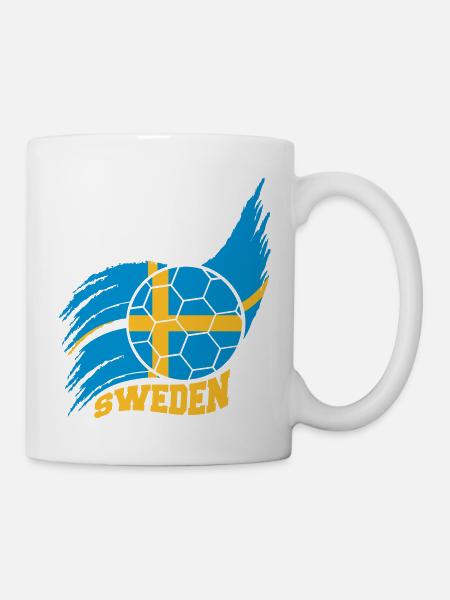 Flagge Ball Schweden Schwedischer Fußball Fan Logo - Tasse - Weiß
