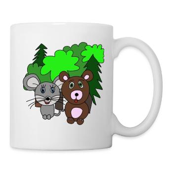 Mouse and bear in the forest. Friends. gift - Mug - white - Right