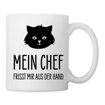 Katze Mein Chef frisst mir aus der Hand - Cat boss - Tasse - Weiß - Rechts