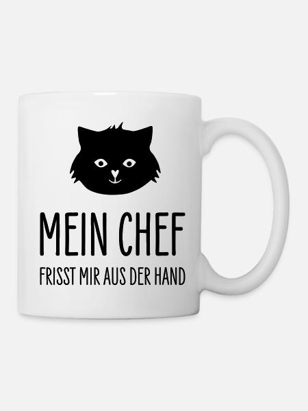 Chat Mon patron me bouffe la main - Cat boss - Mug blanc - blanc