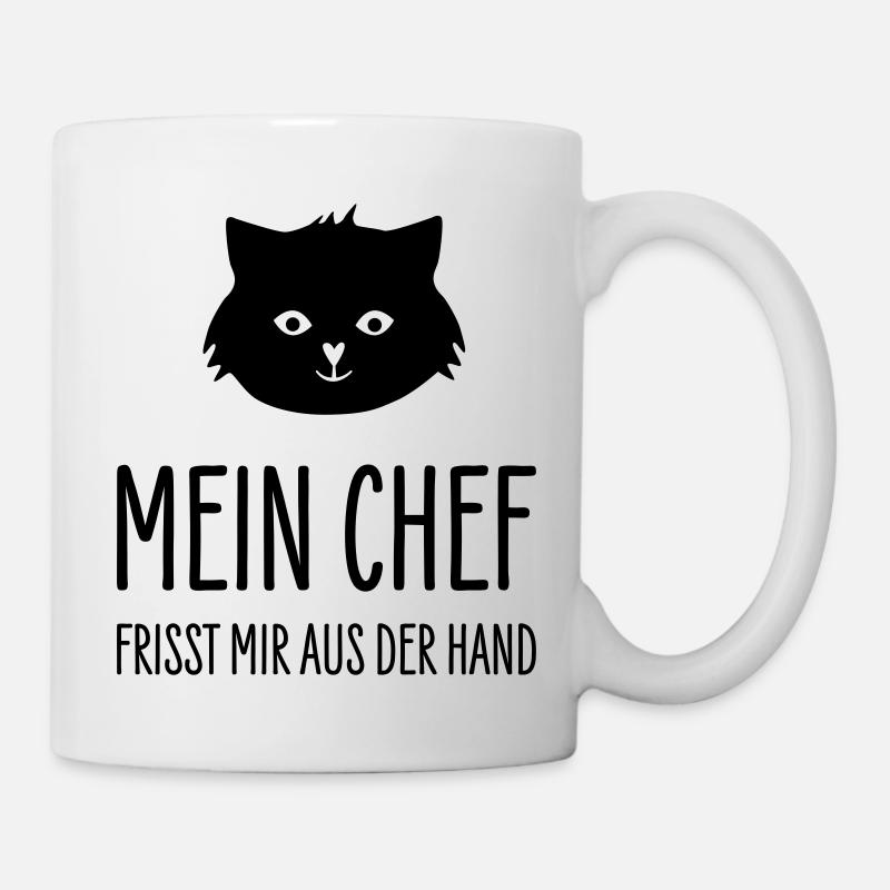 Chat Mon patron me bouffe la main - Cat boss - Mug blanc - blanc