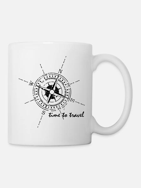 Kompass time to travel weiß - Tasse - Weiß