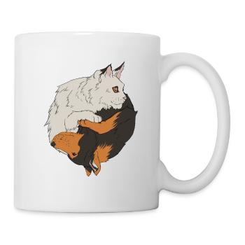 Hund Katze Ying Yang - Tasse - Weiß - Rechts