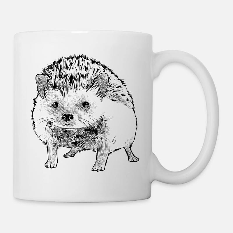 Hérisson, forêt, animaux, épines, automne, doux, mignon - Mug blanc - blanc