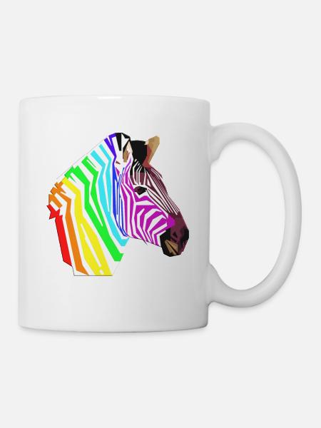 Cadeau de licorne zèbre animal Rainbow Africa - Mug blanc - blanc