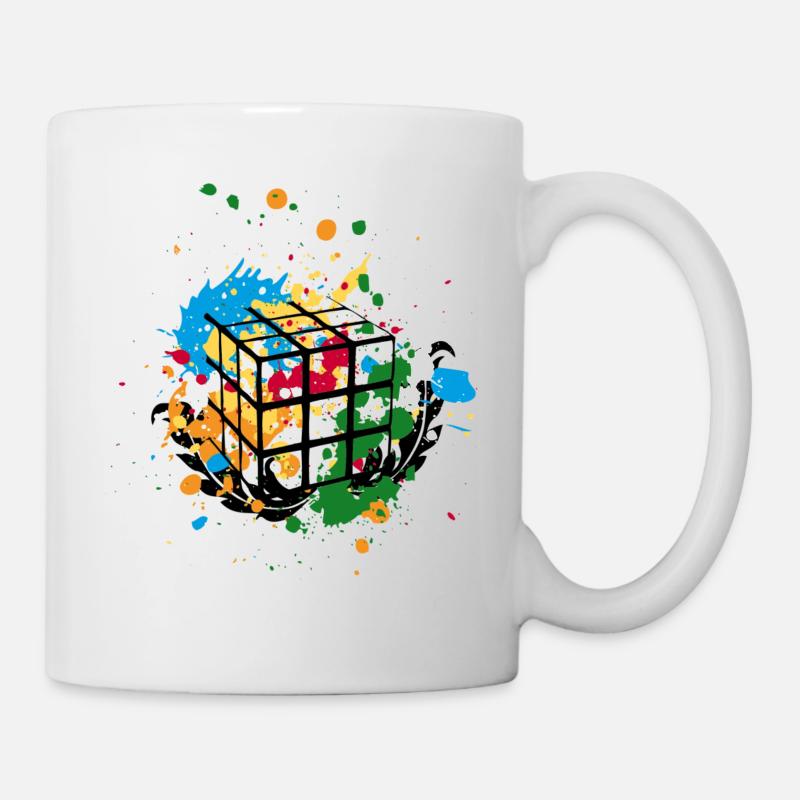 Rubik's Cube Zauberwürfel Splatter - Tasse - Weiß