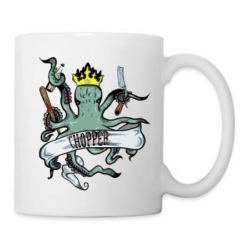 Octopus octopus with crown and chopper - Mug - white - Right