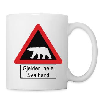 Svalbard Polar Bear Sign - Gjelder hele Svalbard - Mug - white - Right