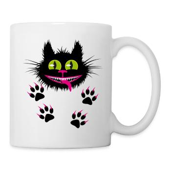 32 Black Cat Funny Grin Cat Black Cat - Mug - white - Right