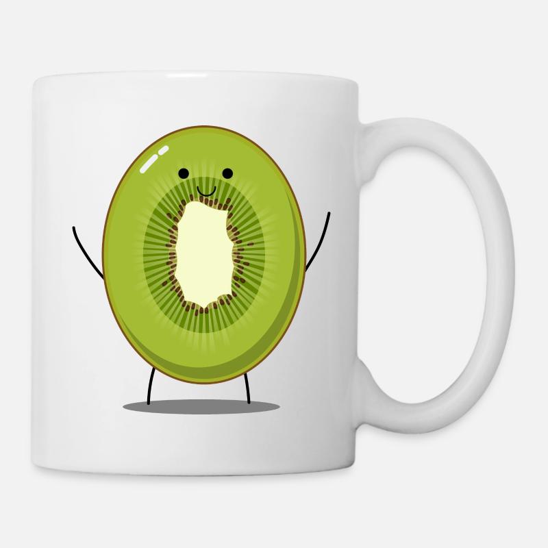 Kiwi joyeux avec bras et jambes - Mug blanc - blanc
