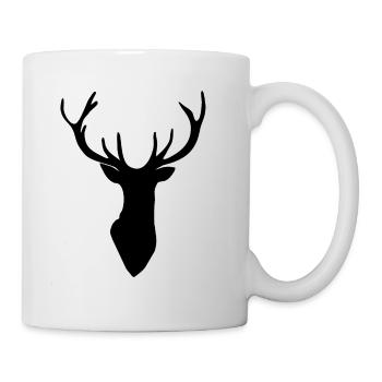 Silhouette de bois de cerf tête de cerf noir - Mug blanc - blanc - Droite
