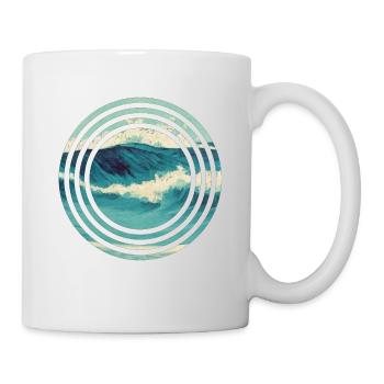 Welle Vintage Aquarell - Tasse - Weiß - Rechts