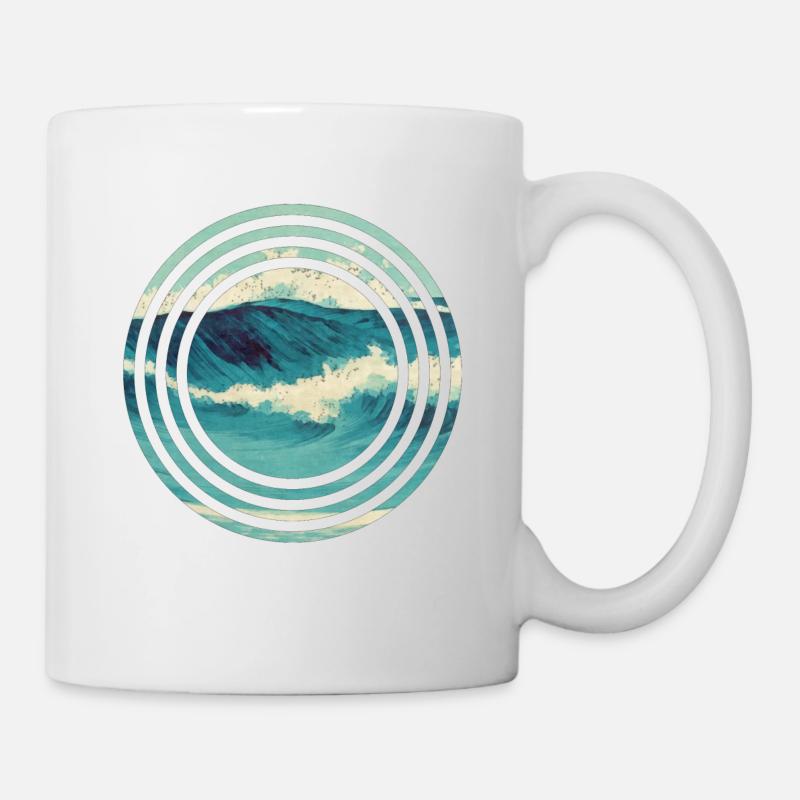 Welle Vintage Aquarell - Tasse - Weiß