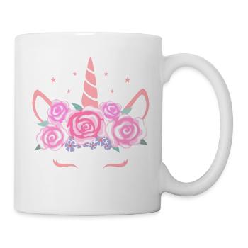 Unicorn Face - unicorn face with flower wreath - Mug - white - Right
