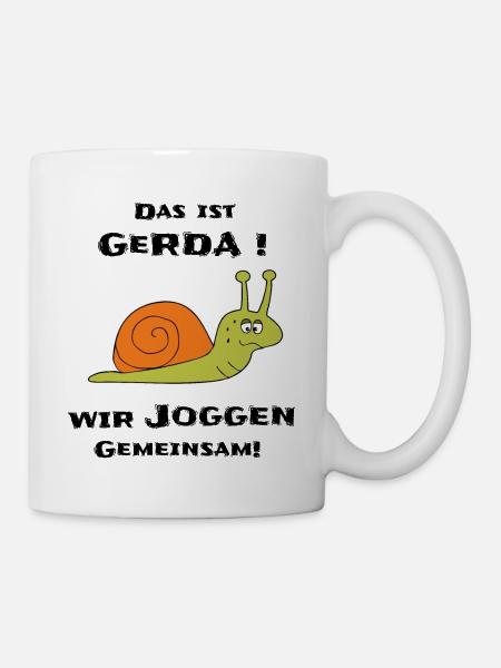 Joggen Jogging Sport Schnecke Lustig Gerda - Tasse - Weiß