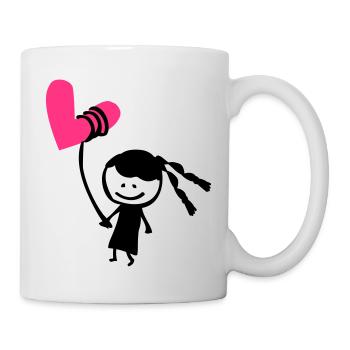 Kleines Mädchen mit Herzballon - Tasse - Weiß - Rechts
