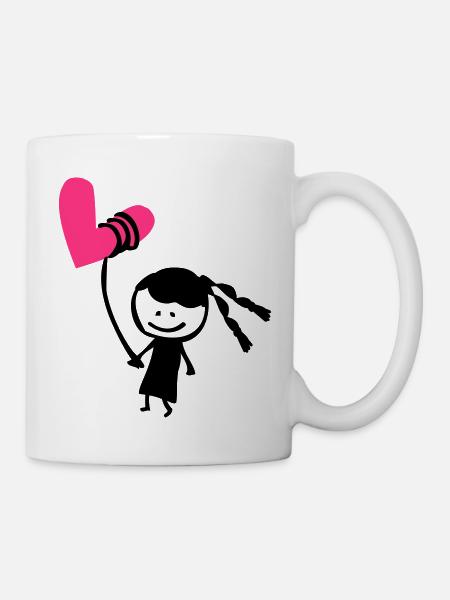 Kleines Mädchen mit Herzballon - Tasse - Weiß