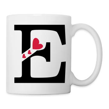 Capital letter E with hearts - Mug - white - Right