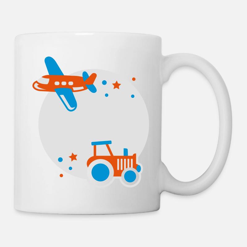 Name Circle kids - vehicles - Tractor - Aircraft - Mug - white
