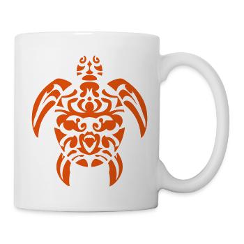 turtle tribal tattoo polynesian maori style - Mug - white - Right
