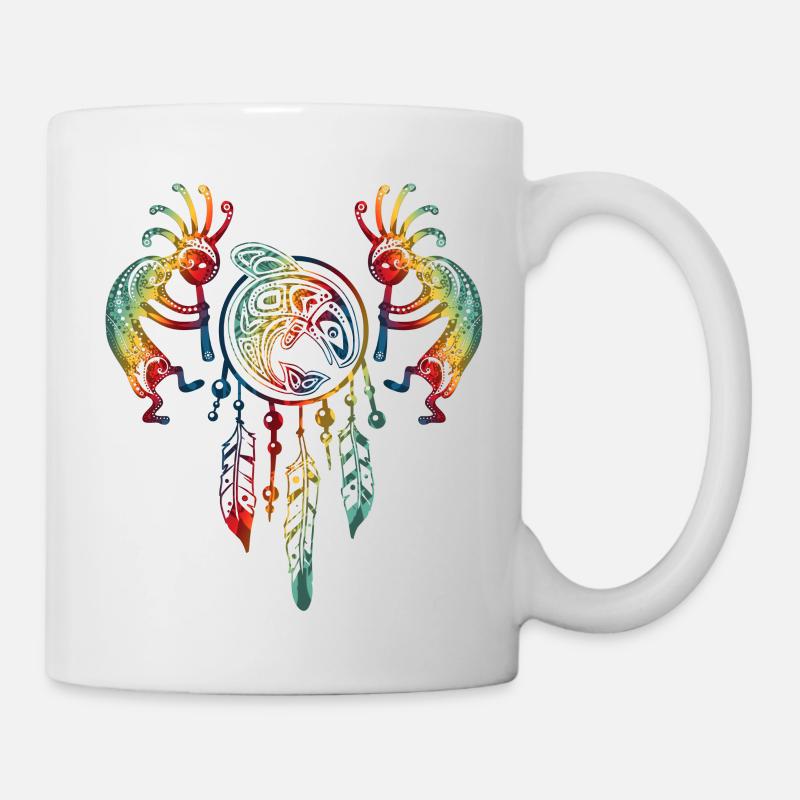 Capteur de rêves de baleines Kokopelli amérindien 1 - Mug blanc - blanc