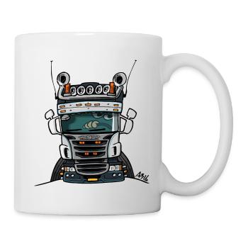 0323 S camion bas gris blanc bleu - Mug blanc - blanc - Droite